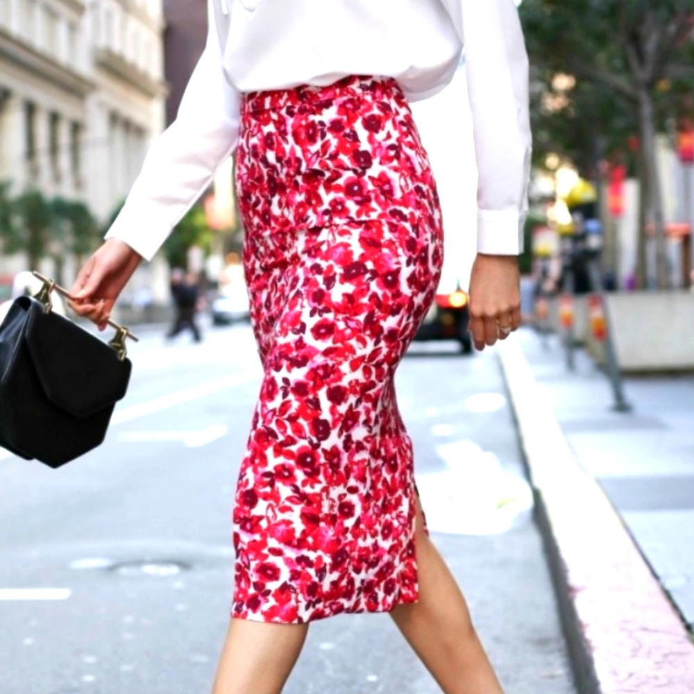 Who What Wear Floral high waisted skirt